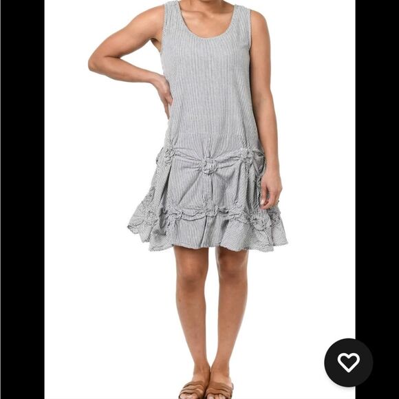 Tulip Matilda Tunic Dress Size Murphy Seersucker Stripe Coastal Lagenlook - Picture 12 of 12